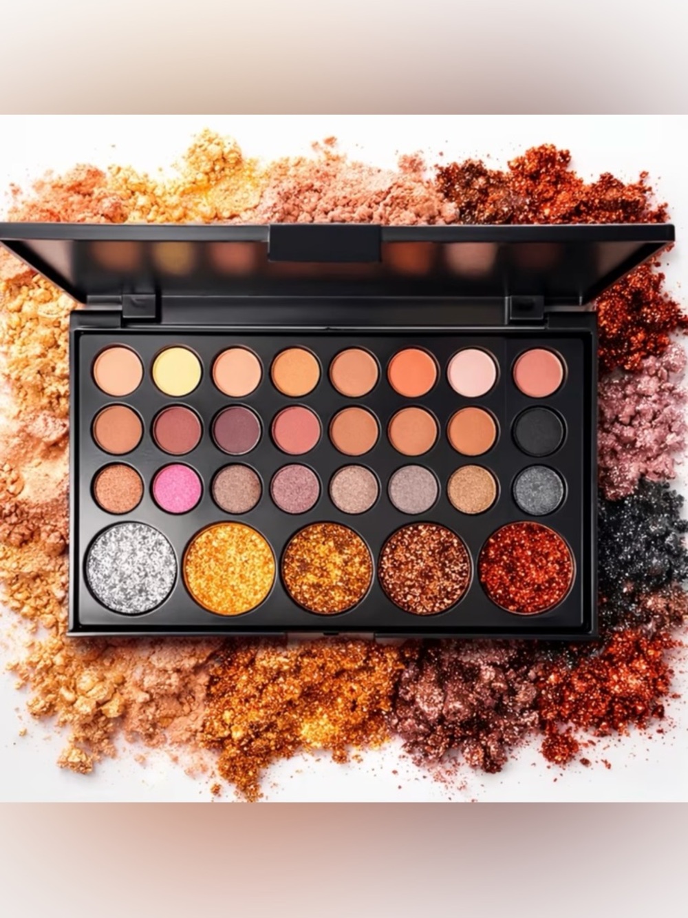 Neutral & Warm Eyeshadow Palette - Copper, Gold, Pink, Silver Shades